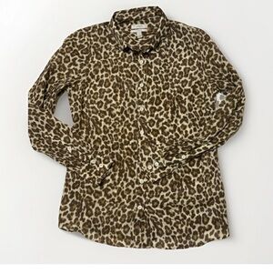J Crew leopard print long sleeve button up blouse size 4